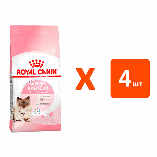ROYAL CANIN MOTHER & BABYCAT 34 для котят до 4 месяцев, беременных и кормящих кошек 2 кг х 4 шт