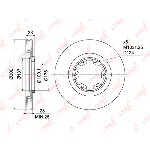 LYNX AUTO BN-1110 (0986479031 / 09A45210 / 16989) диск тормозной передний (300x28) (Комплект 2 штуки)