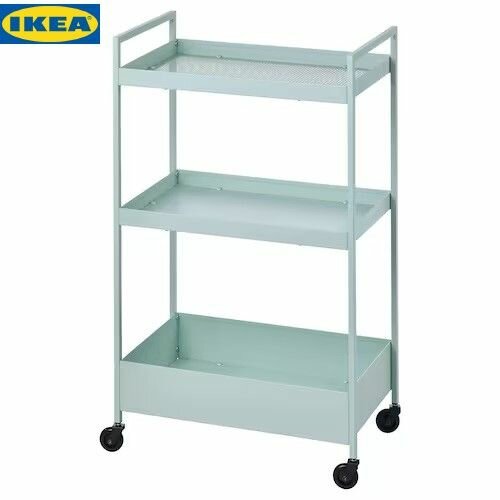 фото IKEA NISSAFORS Тележка, светло-зеленая,50,5х30х83см
