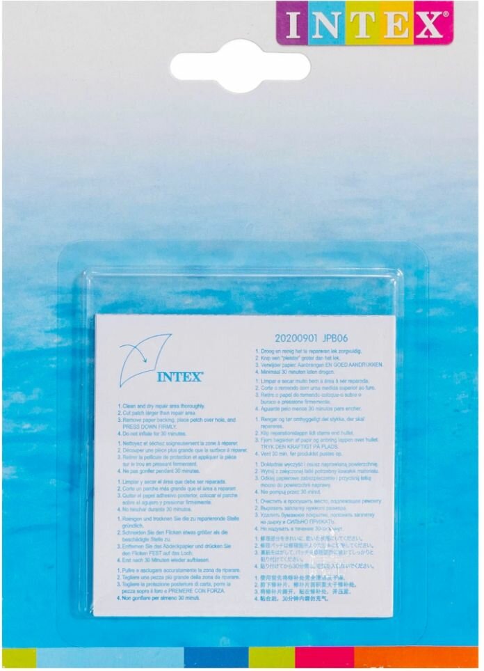 фото Ремкомплект для надувных матрасов, бассейнов и других надувных изделий, ремонтный пластырь (заплатки самоклейки)7х7 см, 6 штук, intex 59631