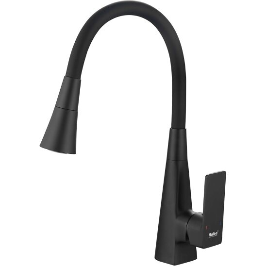 Смеситель для кухни Haiba HB73823-7, гибкий излив, латунь, черный