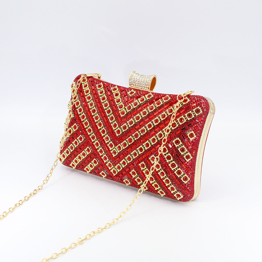 фото Сумка-мессенджер "Бриллианты", инкрустирована бриллиантами, красная, 19 см x 5 см x 12 см