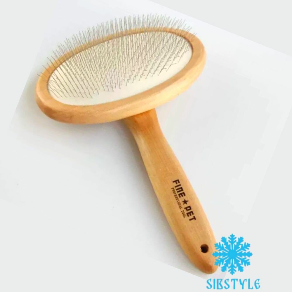 Пуходерка M для кошек и собак, расческа, щетка, дерево, универсальная, овал (бук)