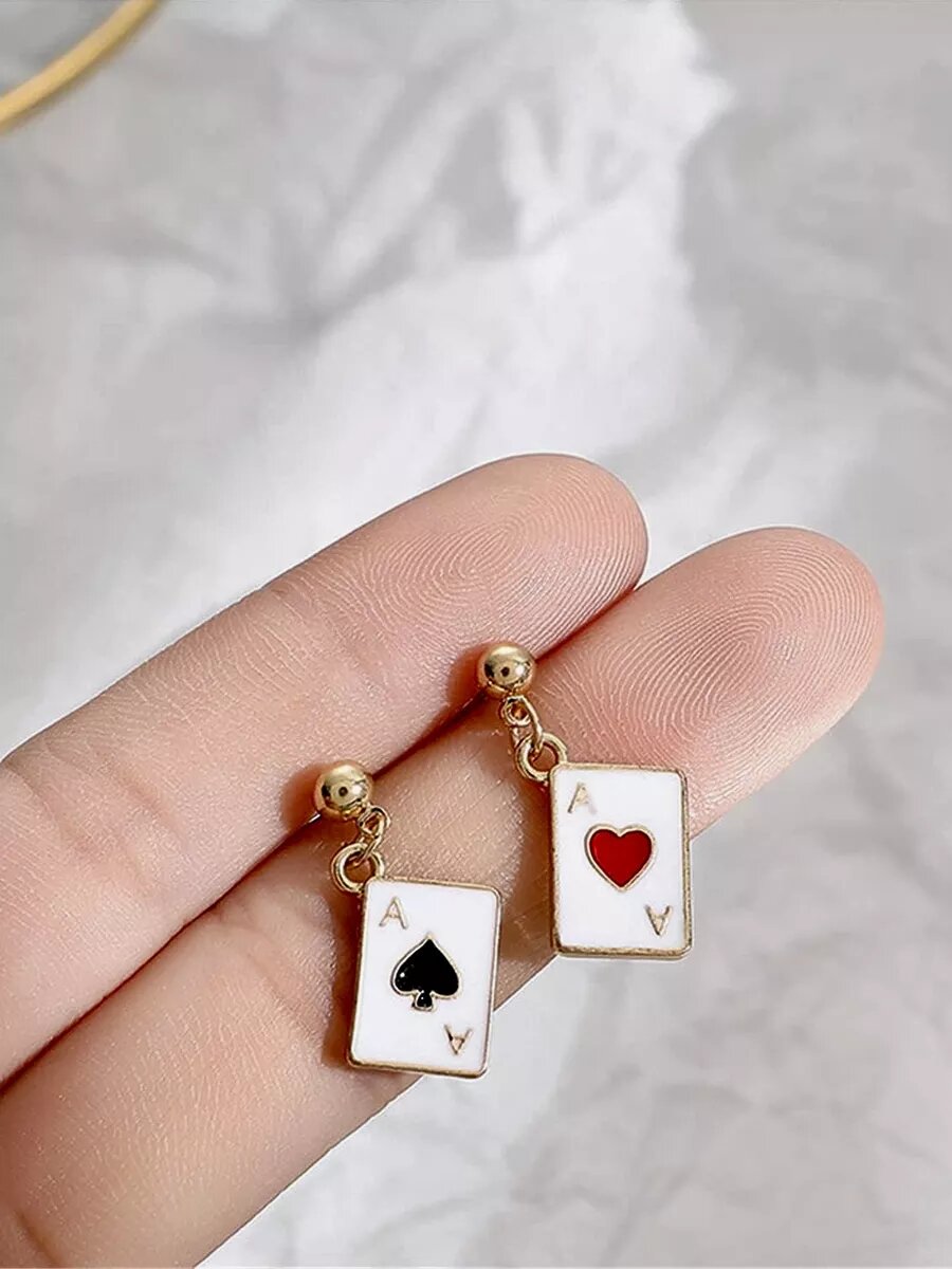 Серьги пусеты, красный/черный — фото 1