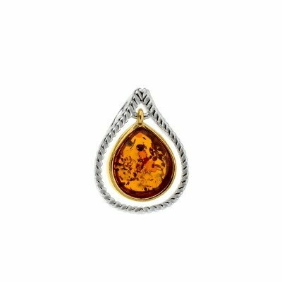 Подвеска ZLATERA, серебро, 925 проба, родирование, янтарь, размер 2 см., бесцветный