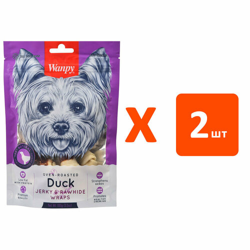 фото Лакомство wanpy dog для собак кости из сыромятной кожи с утиным мясом (100 гр х 2 шт)