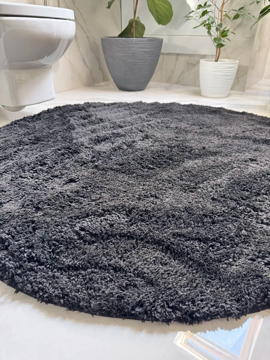 Коврик для ванной и туалета. на пол, Natali's Carpets, с эффектом памяти, антискользящий, 100x100см, чёрный — фото 1