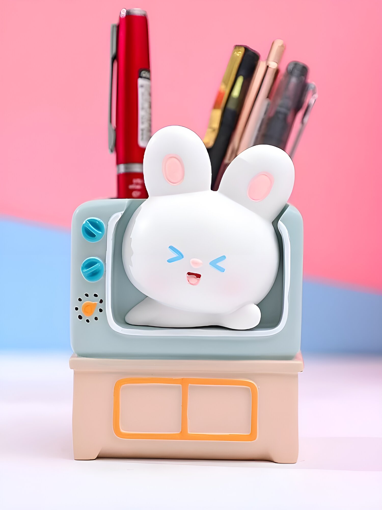 Подставка для канцелярии / органайзер настольный "TV bunny", blue, 11,8х7,8х7,3 см