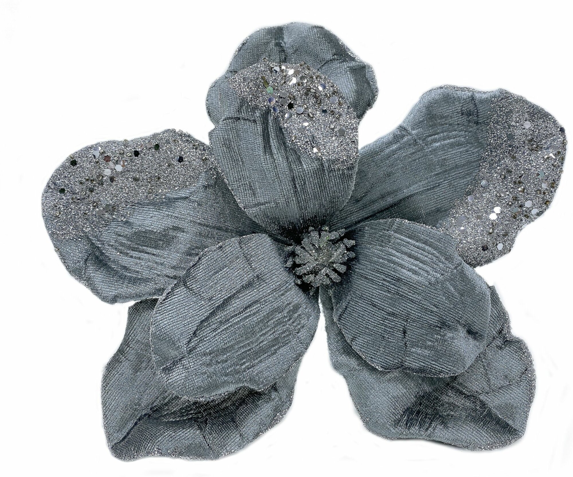 Клипса House of Seasons Цветок магнолия темное серебро 23 см