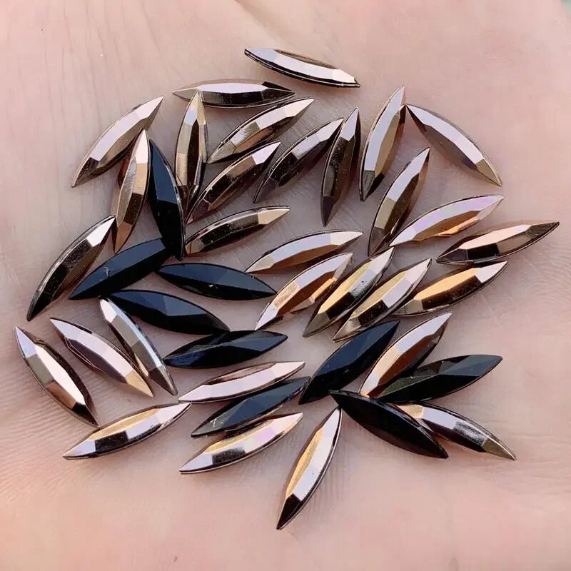 Стразы акриловые 4x15 мм, Коричневый, Rose Gold