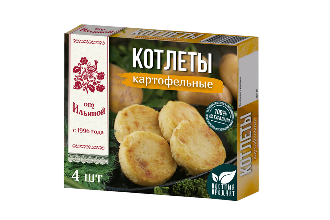 Котлеты "От Ильиной", картофельные, замороженные, 300 г, 4 шт в упаковке