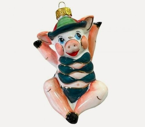 Изображение товара Игрушка на елку Свинка в купальнике, фарфор