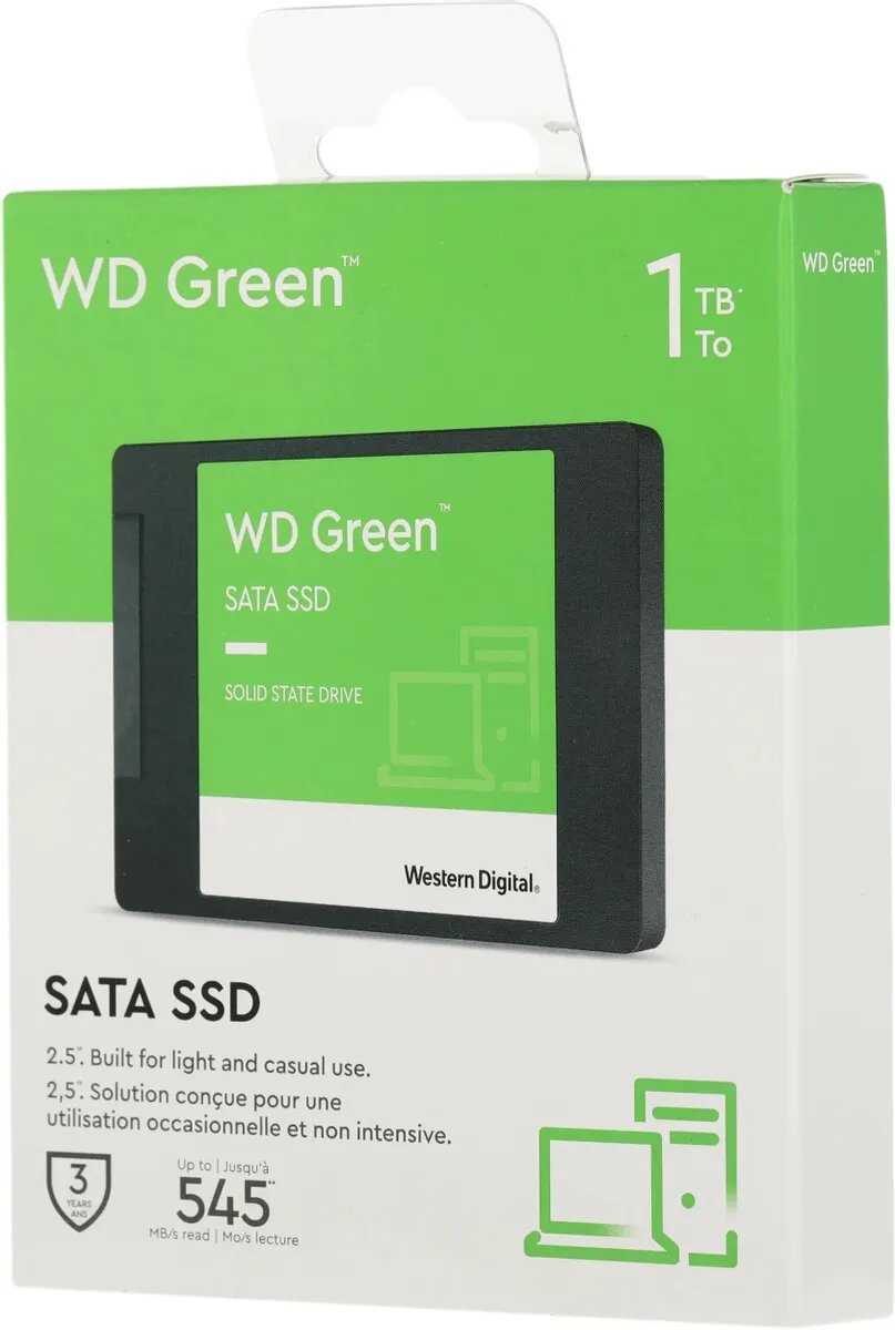 Твердотельный накопитель Western Digital Green WDS100T3G0A, 1TB, 2.5", 545/385MB/s — фото 1