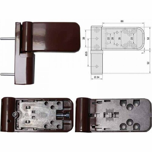 Петля SIMONS WERK ЭТК 3035 коричневая для пластиковой ПВХ двери накладная SIKU3D KWEISS 120кг фальц 15-19мм 2910₽