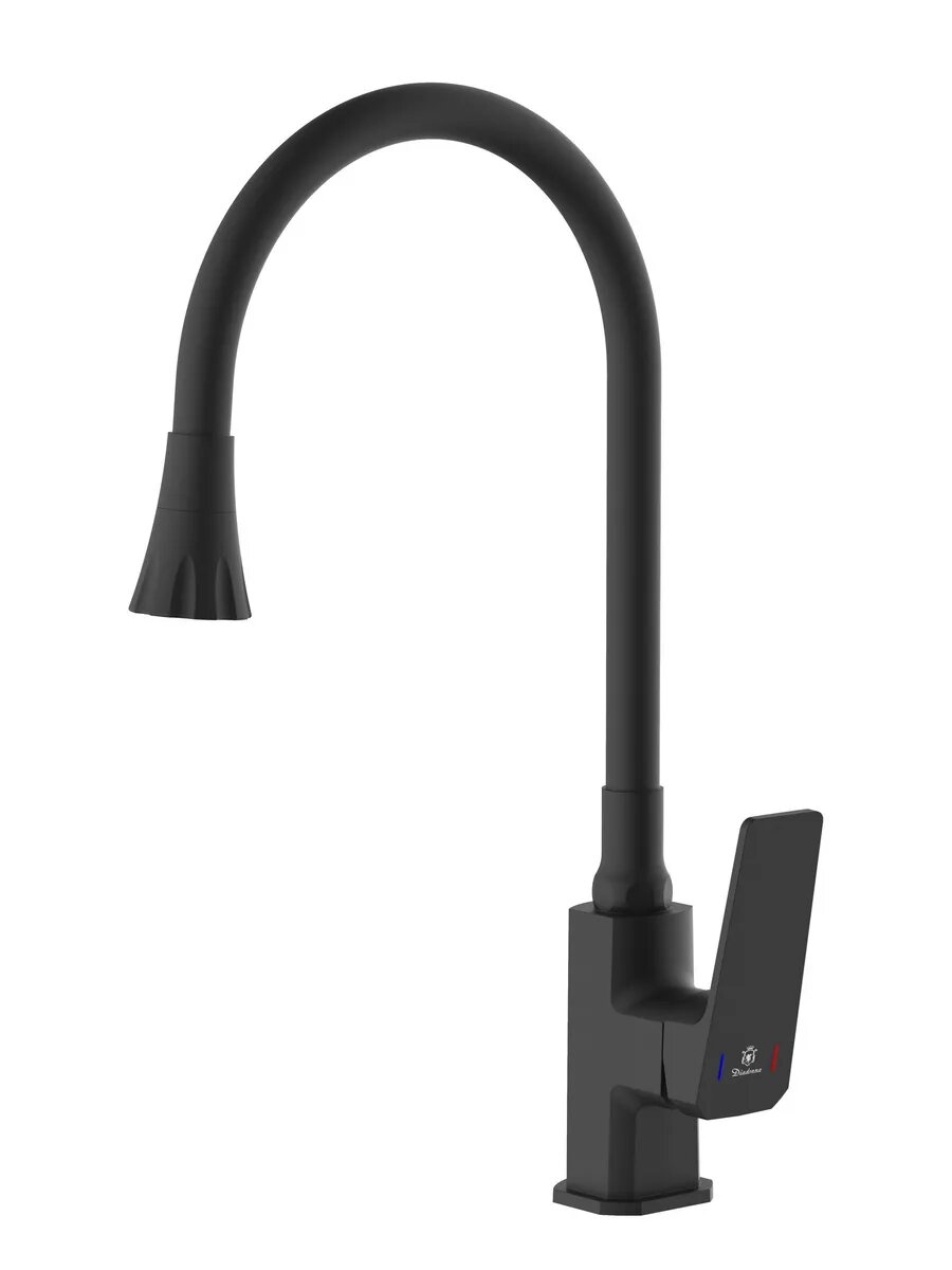 Смеситель Diadonna, для кухни, с гибким изливом, латунь, чёрный — фото 1
