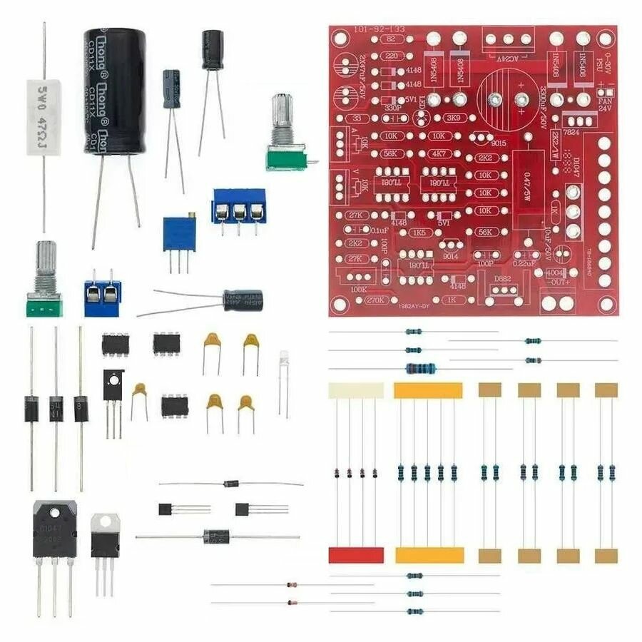 9V KIT Конструктор для самостоятельной сборки и пайки "Лабораторный блок / источник питания 0-30В 2мА-3А" АС 24V без корпуса (У) — фото 1