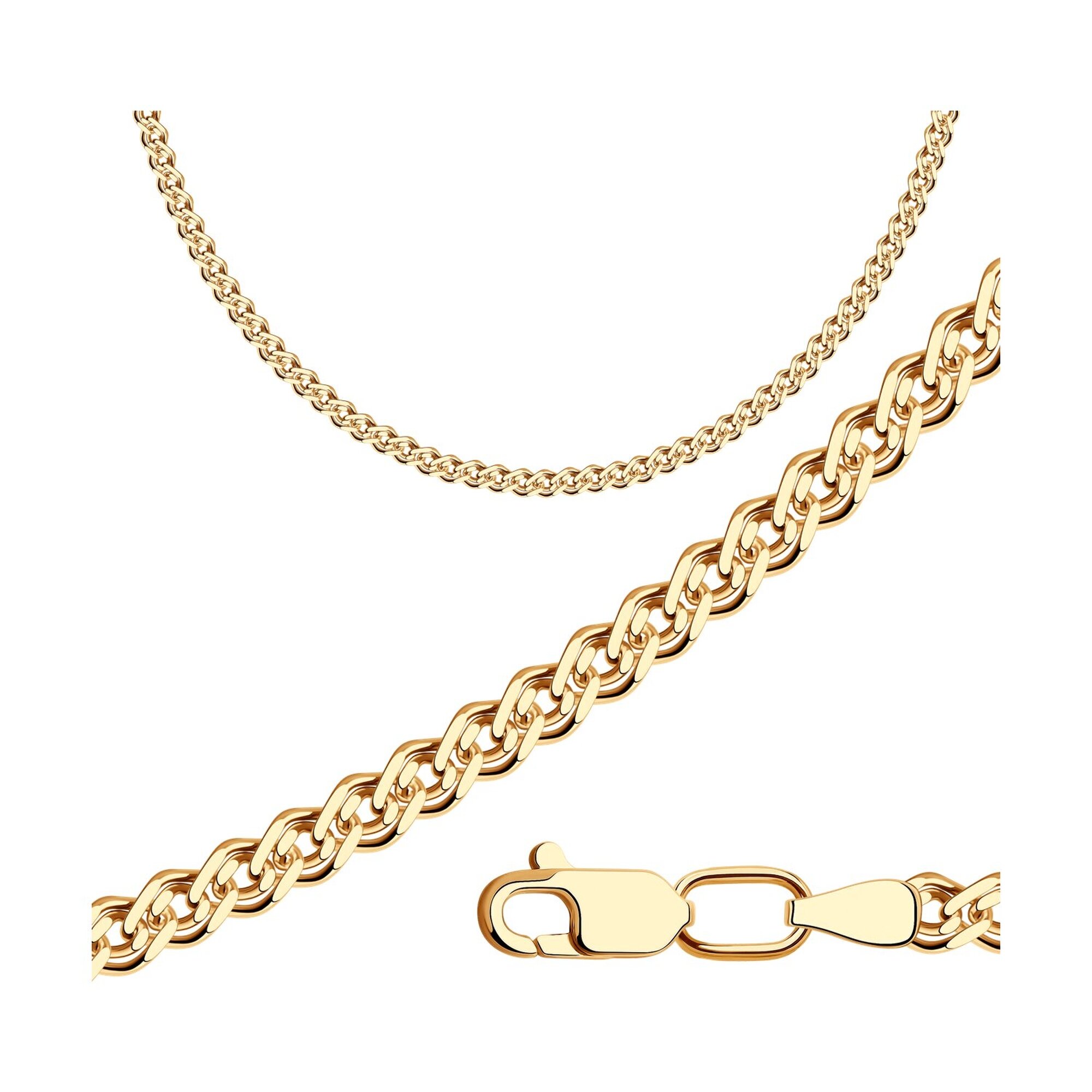 Цепь Diamant online, серебро, 925 проба, золочение