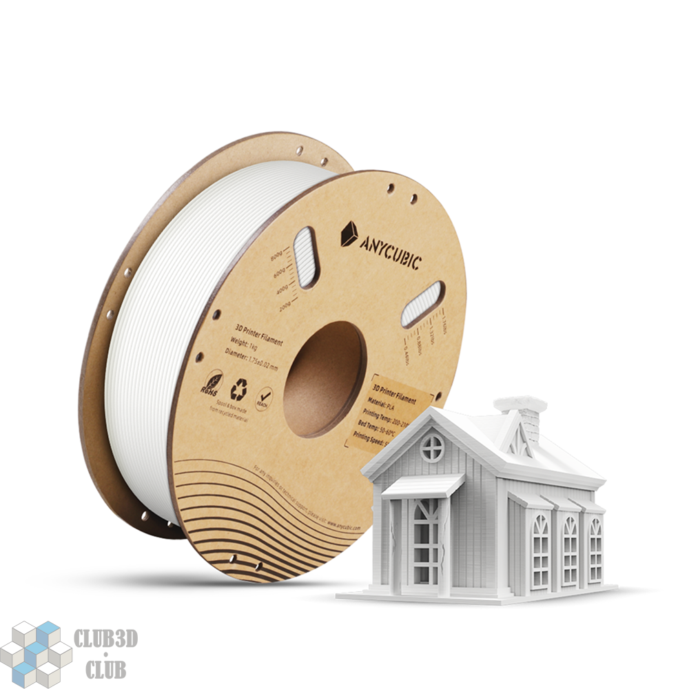 PLA пластик (Filament Пруток) для FDM 3D принтеров CLUB3D Base - Ярко Белый (White)1KG (175мм)