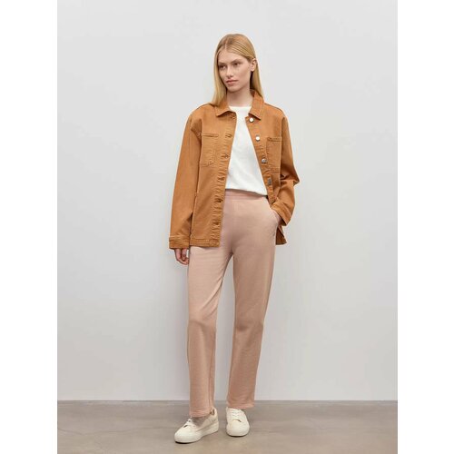 фото Брюки спортивные just clothes бежевый. декор вышивка логотипа. карманы спереди 2 б/заст, сзади нет. пояс резинка+утяг шнурок. д 10, размер 42, бежевый