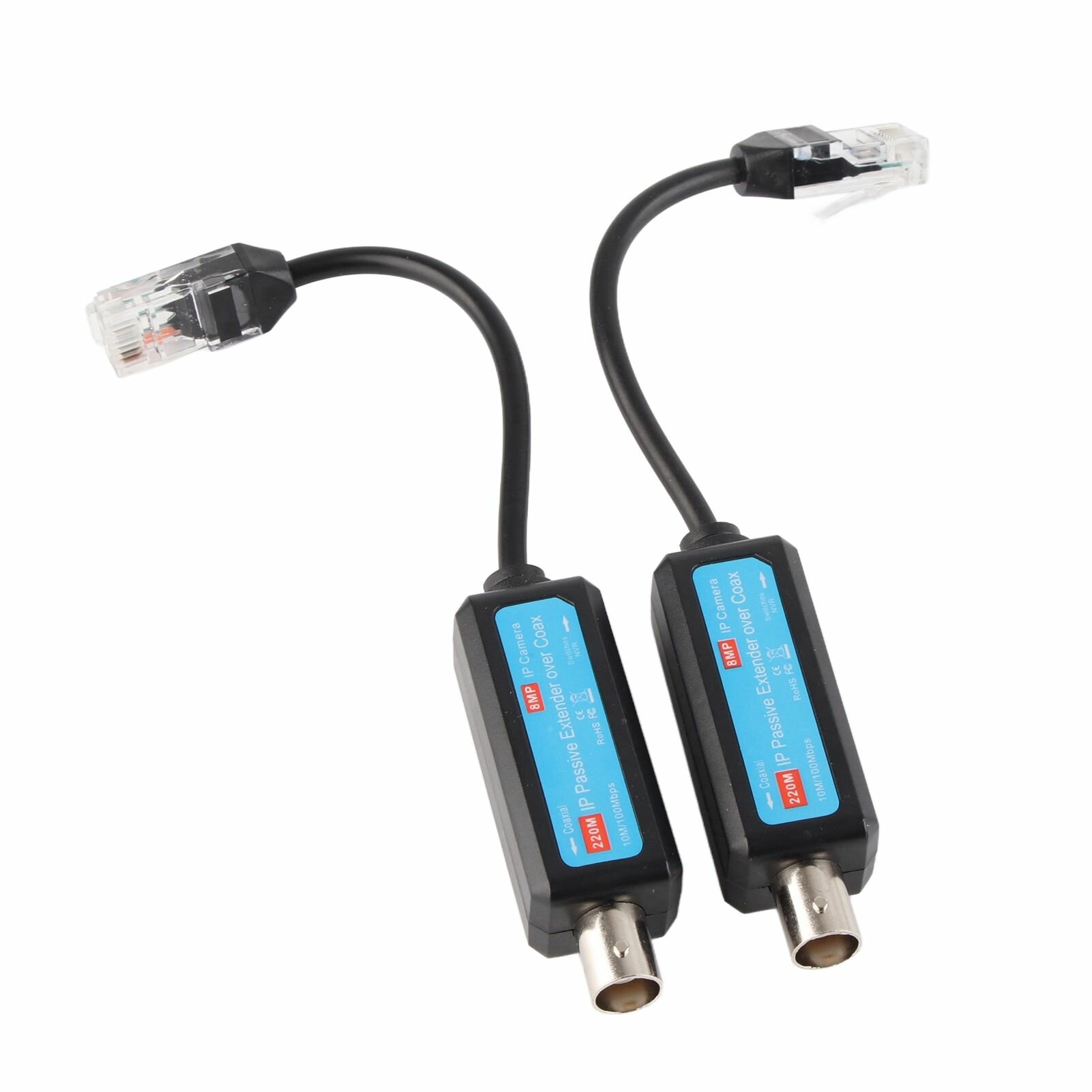 Пассивный передатчик IP coaxial 10/100 Мбит/с 1 канал для системы видеонаблюдения до 220 м совместимость PAL/NTSC/SECAM экономия кабеля и времени монтажа