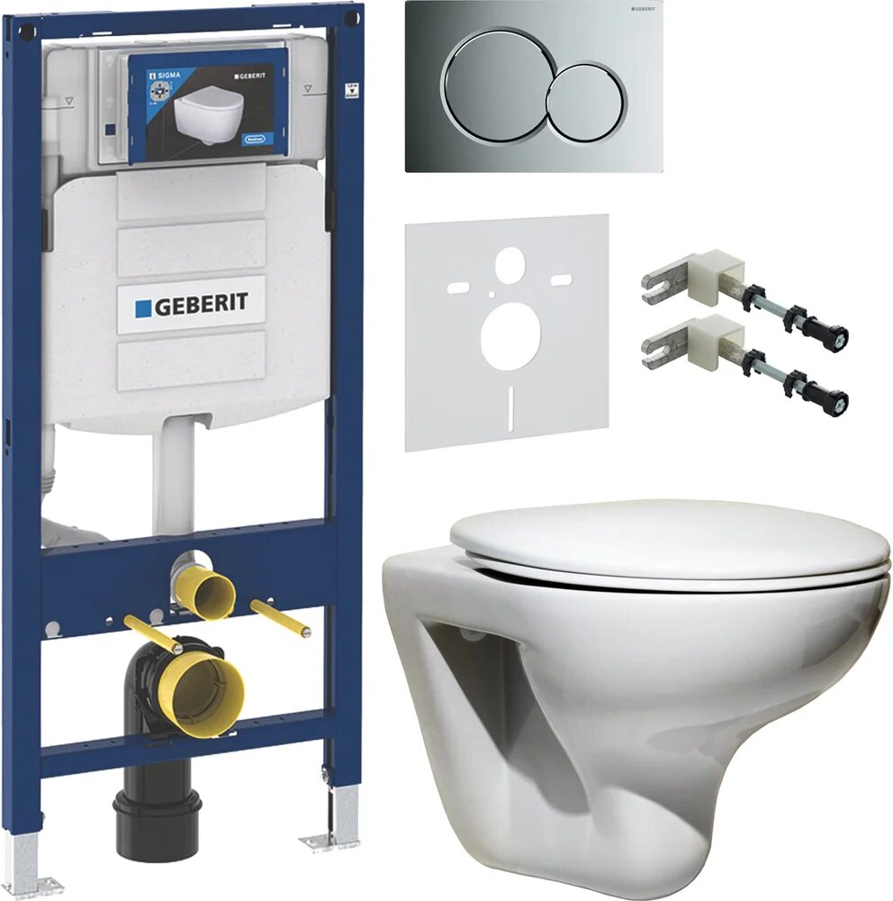 Комплект Унитаз подвесной Roca Mateo 346200000 / Крышка NKP Luande 0346 с микролифтом / Инсталляция Geberit Duofix UP 320 111.300.00.5 Кнопка Sigma 01 115.770.21.5 хром Шумоизоляция Крепления