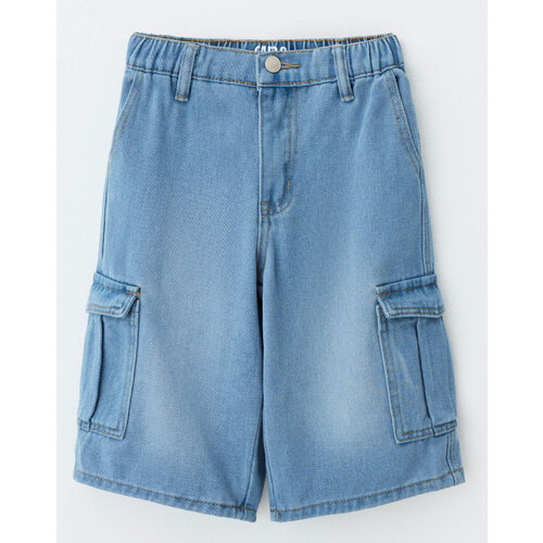 Шорты Sela, размер 134, голубой шорты dpam джинсовые карманы пояс на резинке размер 6 лет синий