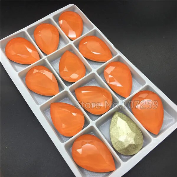 ТопСтоун стеклянные кристаллы капля Оранжевый, 10x14mm 48pcs, Orange