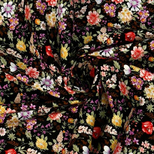 Страна Карнавалия Лоскут, мелкий цветочек на красном хлопке, 100 × 150 см