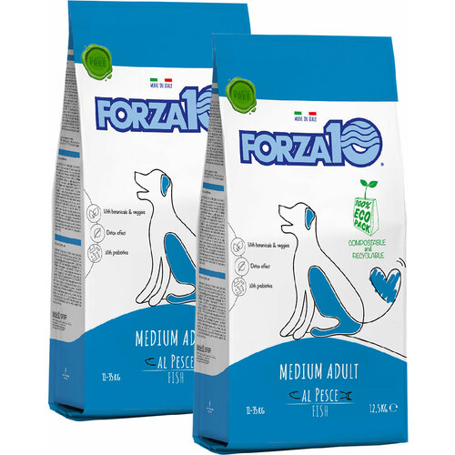 FORZA10 DOG MAINTENANCE ADULT MEDIUM для взрослых собак средних пород с рыбой (12,5 + 12,5 кг) forza10 dog maintenance adult medium для взрослых собак средних пород с рыбой 12 5 12 5 кг