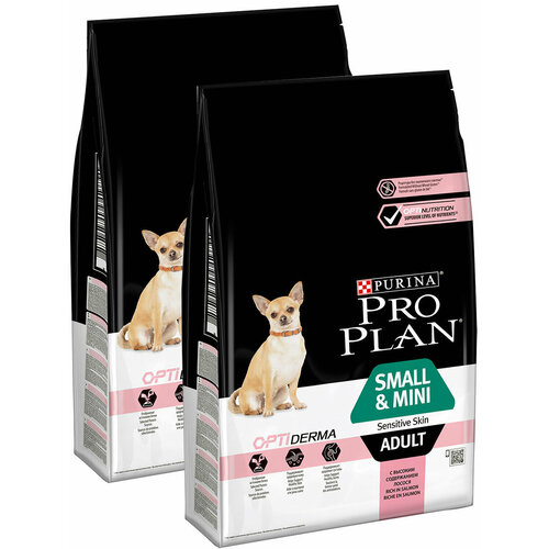 PRO PLAN ADULT DOG SMALL & MINI SENSITIVE SKIN для взрослых собак маленьких пород с чувствительной кожей с лососем и рисом (7 + 7 кг)