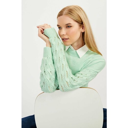 Джемпер Baon, размер 52, зеленый 2022 вязаный кардиган из чистой шерсти 100% женский короткий стильный полуоткрытый свитер с круглым вырезом свободный кашемировый базовый св