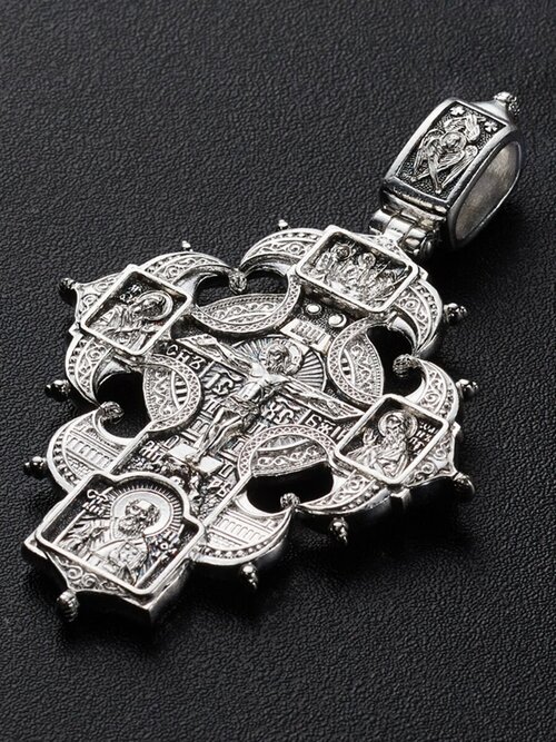 Крестик Angelskaya925 Крест серебряный мужской кулон подвеска серебро для мужчин, серебро, 925 проба, чернение, размер 5.5 см.