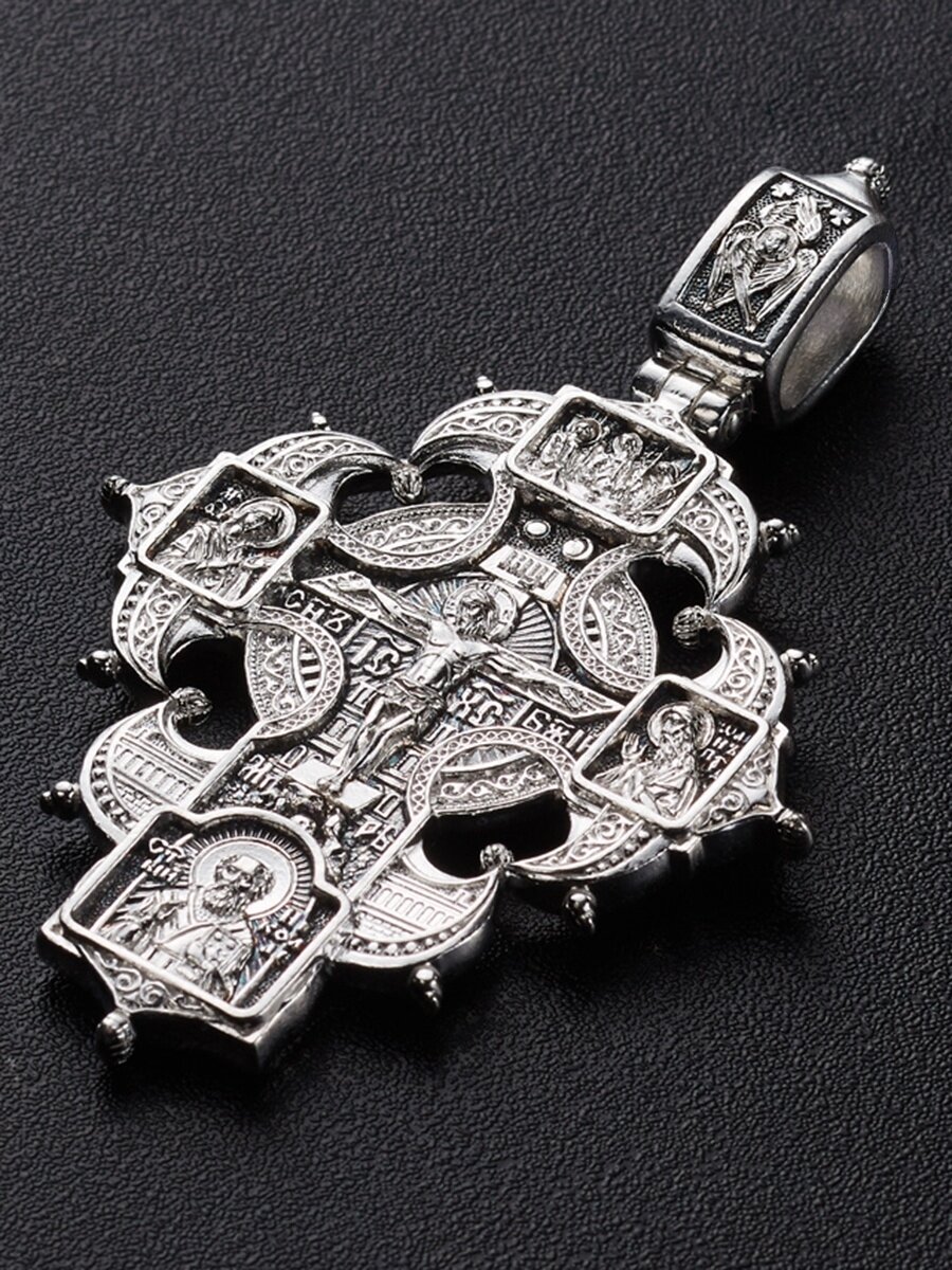 Крестик Angelskaya925 Крест серебряный мужской кулон подвеска серебро для мужчин, серебро, 925 проба, чернение