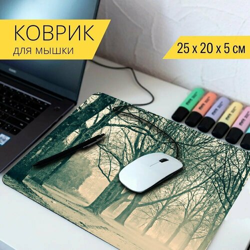 Коврик для мыши с принтом Деревья, зимние деревья, парк 25x20см. коврик для мыши с принтом оливковая роща оливки деревья 25x20см