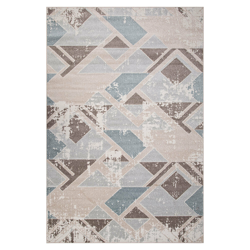 фото Ковер 0,8х1,5 м прямоугольный Naturel D979 ромбы бежево-голубой