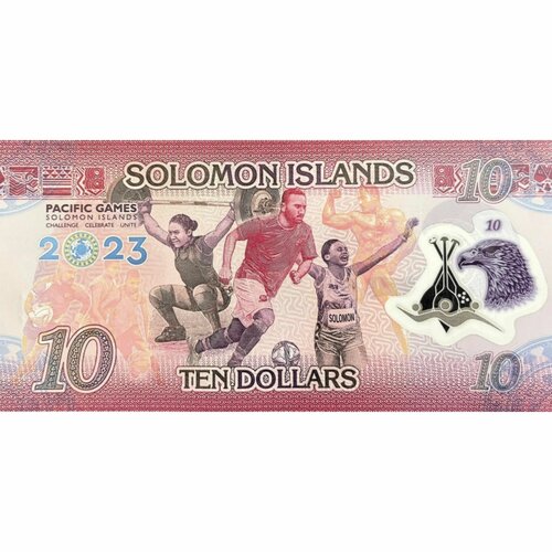Банкнота 10 долларов XVII Тихоокеанские игры. Соломоновы острова 2023 aUNC