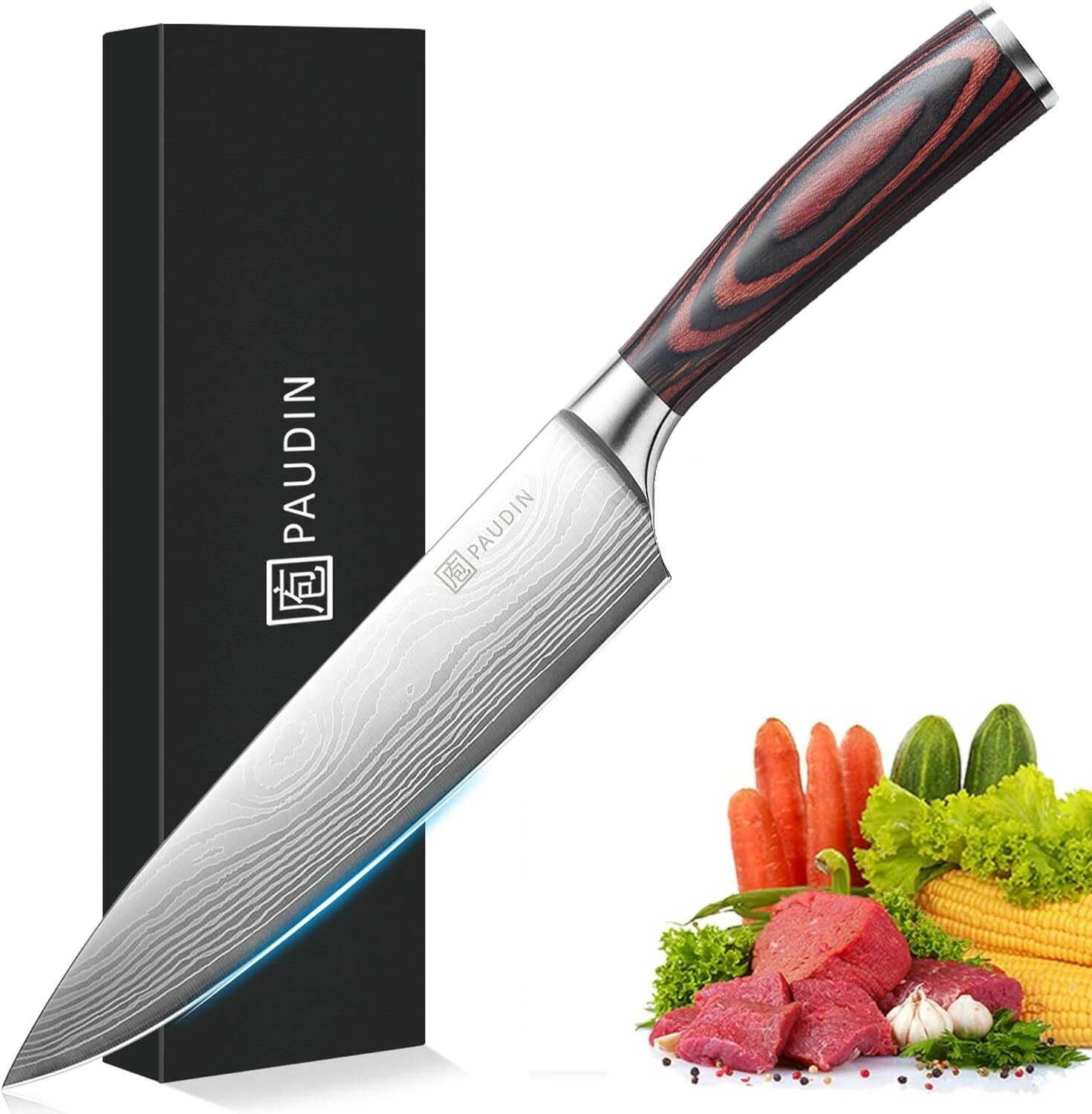 PAUDIN Pro Нож кухонный профессиональный шеф-повара разделочный 20 см с балансировкой веса