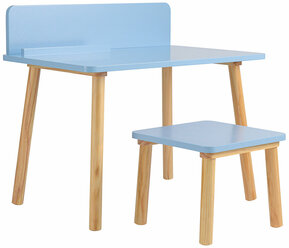Детский столик и табурет для дома, сосна и МДФ, Grete, голубой, Bergenson Bjorn, TL-BB-TBLST-GRT-BL