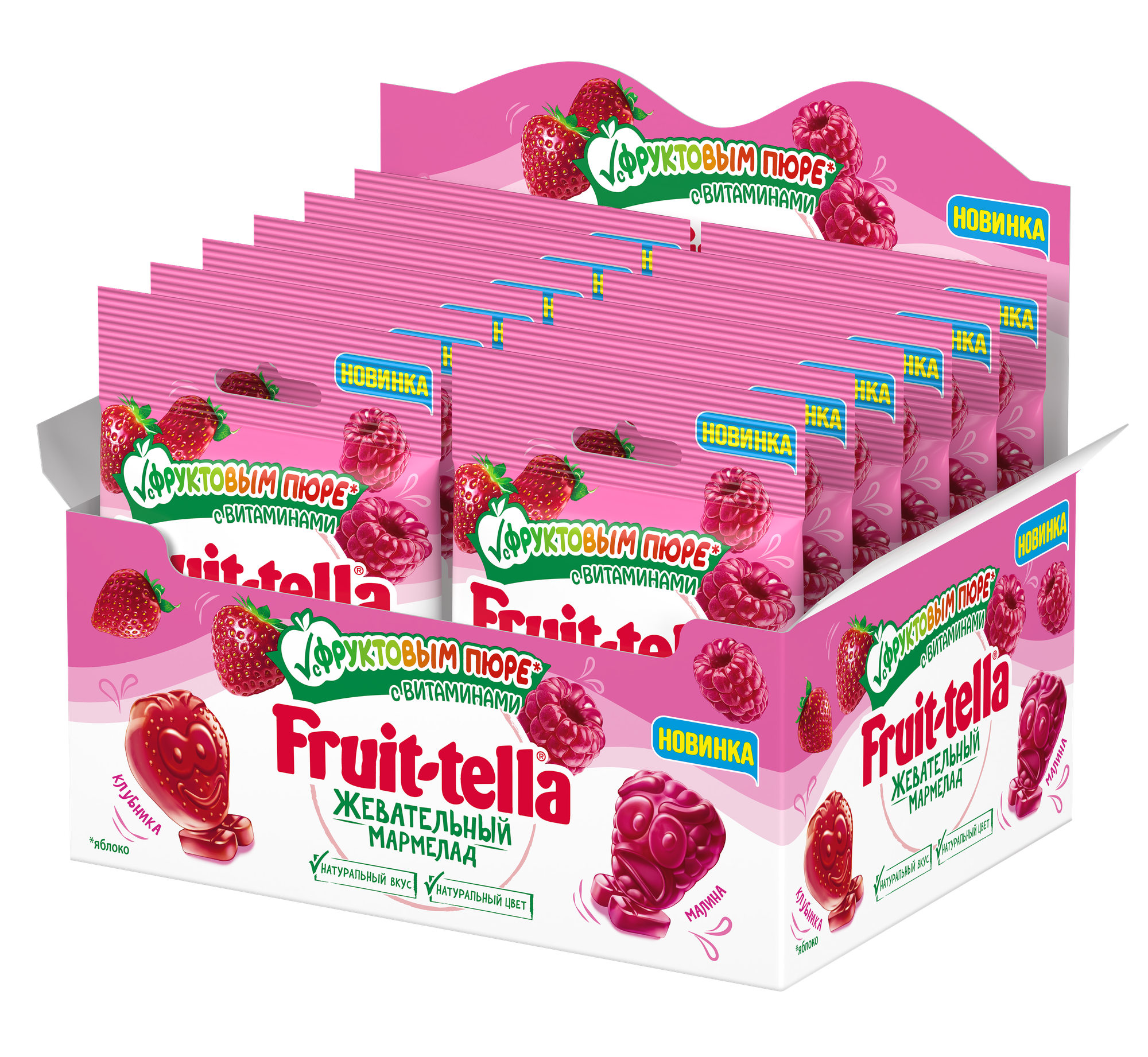 Жевательный мармелад "Fruittiella" с фруктовым пюре, 12 шт по 36 грамм - фотография № 1