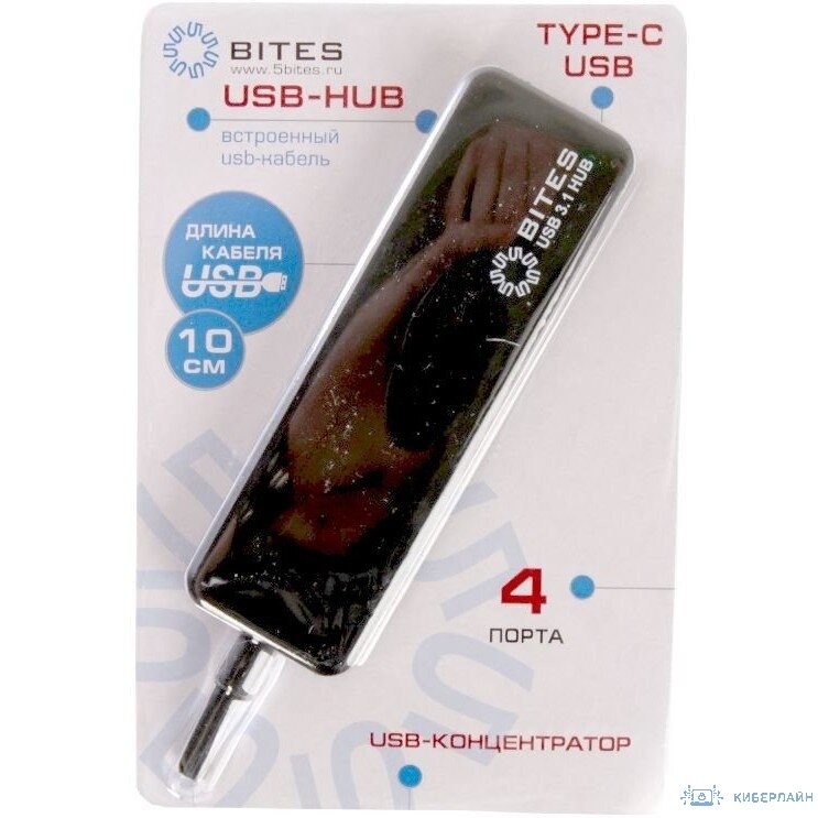 USB-концентратор 5bites HB34C-311, разъемов: 4, 10 см, черный - фото №5