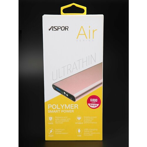 Портативный внешний аккумулятор Power Bank 6000 mAh розовый 102000₽