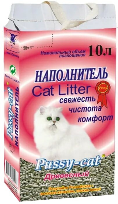 Наполнитель для кошачьего туалета Pussy-Cat древесный 10л