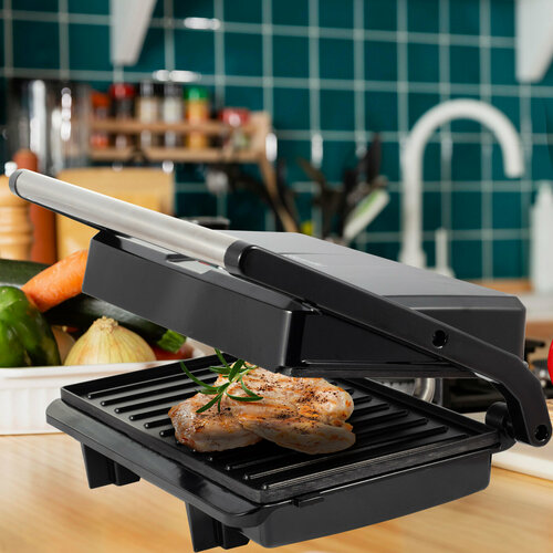 Гриль электрический 900 Вт Kamille KM 6721 с антипригарным покрытием черный 3110₽