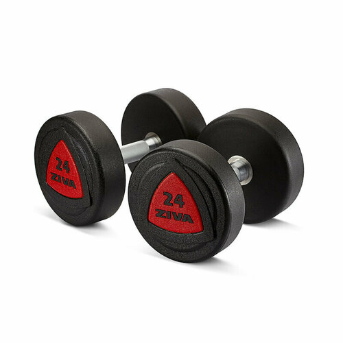 Гантель ZIVA 34 кг серии ZVO резиновое покрытие красная вставка
