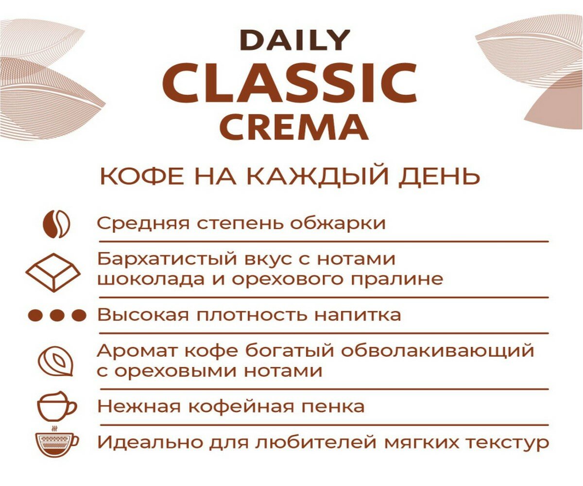 Кофе Poetti Daily Classic Crema 250 гр.(зерно)