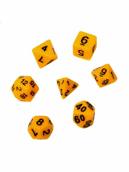 Набор кубиков для DnD (Dungeons and Dragons), жёлтые, 7 шт.