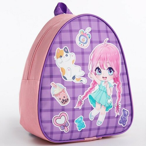 Рюкзак детский Девочка аниме, 23 х 20.5 см см, отдел на молнии, цвет розовый паялич р девочка в доспехах