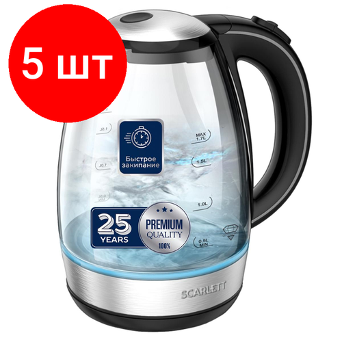 Комплект 5 штук Чайник SCARLETT SC-EK27G93 электрический2200Вт 17л стекло 1783500₽