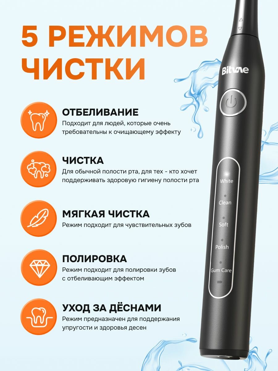 Электрическая зубная щетка Bitvae D2 Daily Toothbrush + Case (D2 + Case)  GLOBAL Black