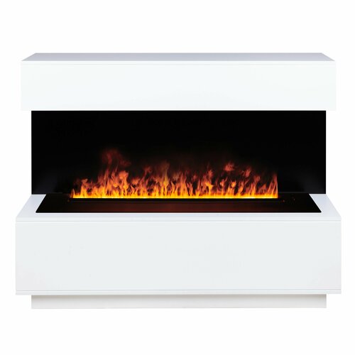 электрический очаг realflame modern cassette 1000 3d 2 квт 120 см 97 см 40 см белый Электрокамин RealFlame MODERN R CST 1000 WT-P511 с очагом 3D Cassette 1000 панель